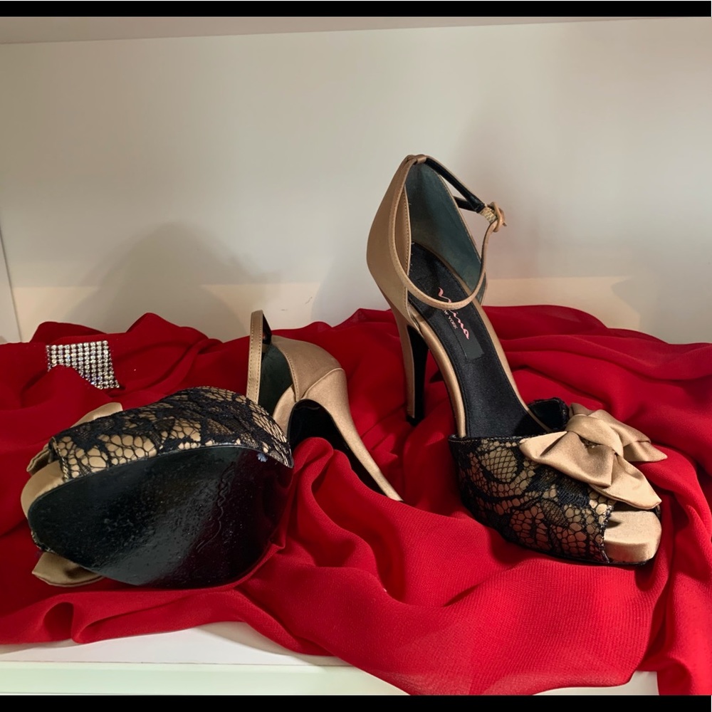 Nina peep toe heels